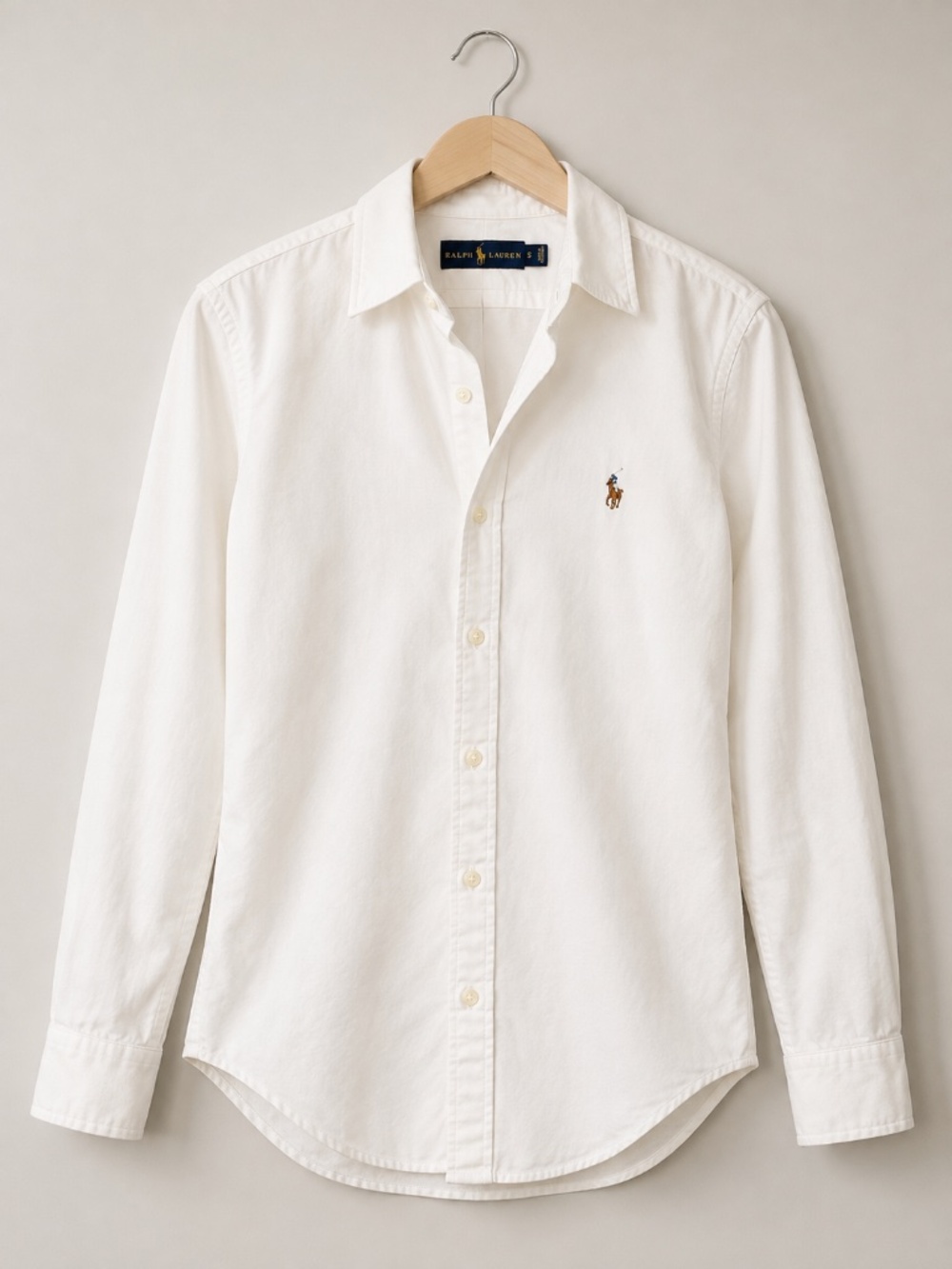 Ralph Lauren White Button Down Shirt Multicolor Pony Size S